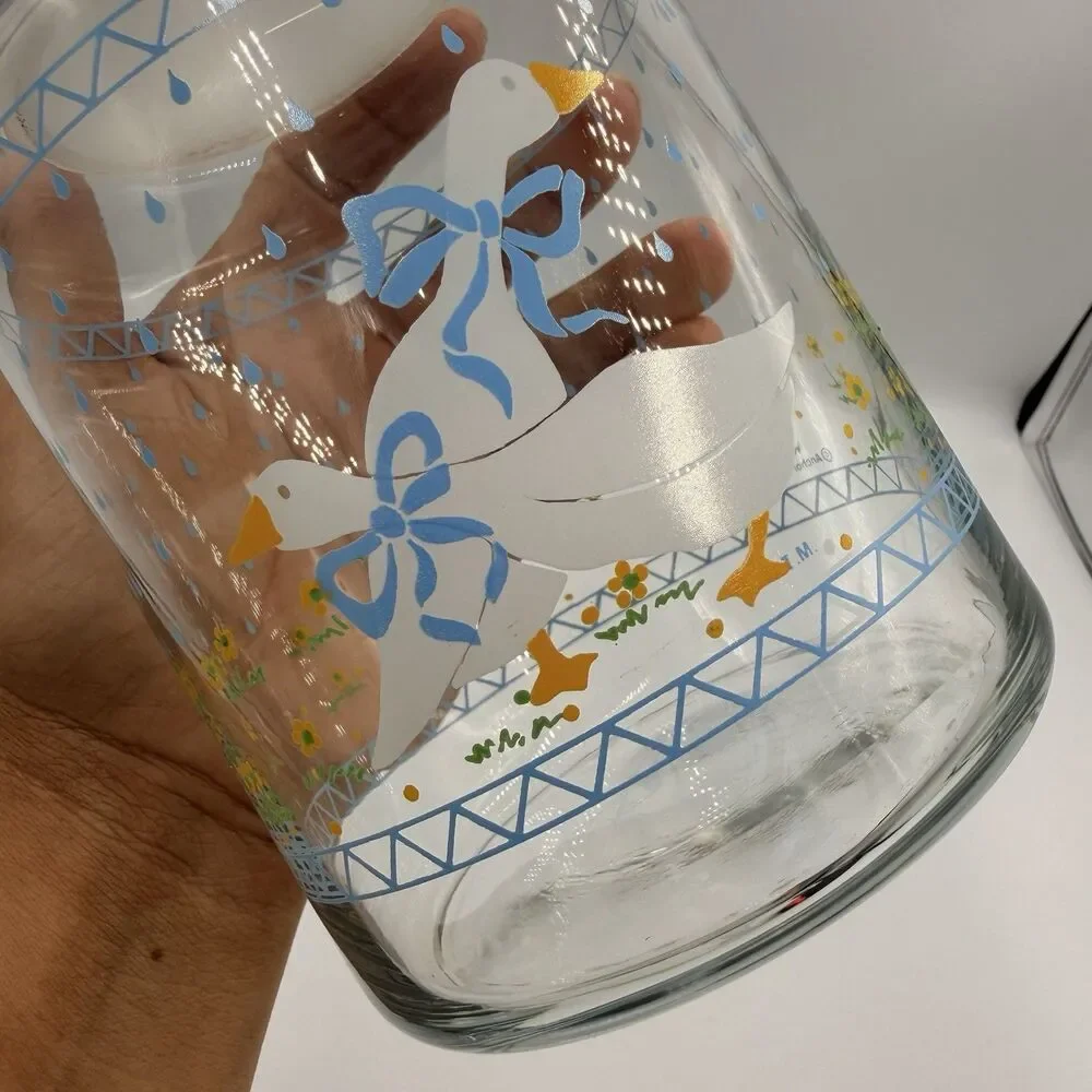 Vintage Anchor Hocking Country Geese Glass Canister w/Lid 7
